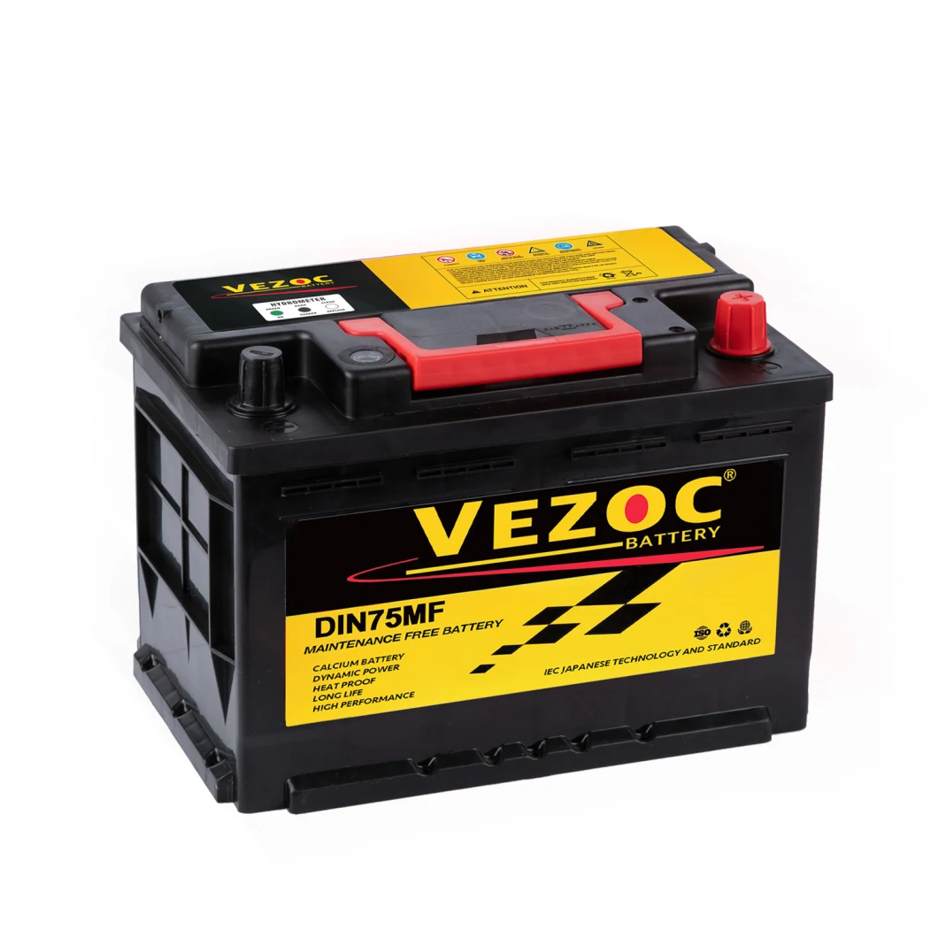 DIN75 Mf/Maintenance-Free Car Battery Manufacturer 12V75ah for Auto Automobile Truck Power Best Wholesale Price